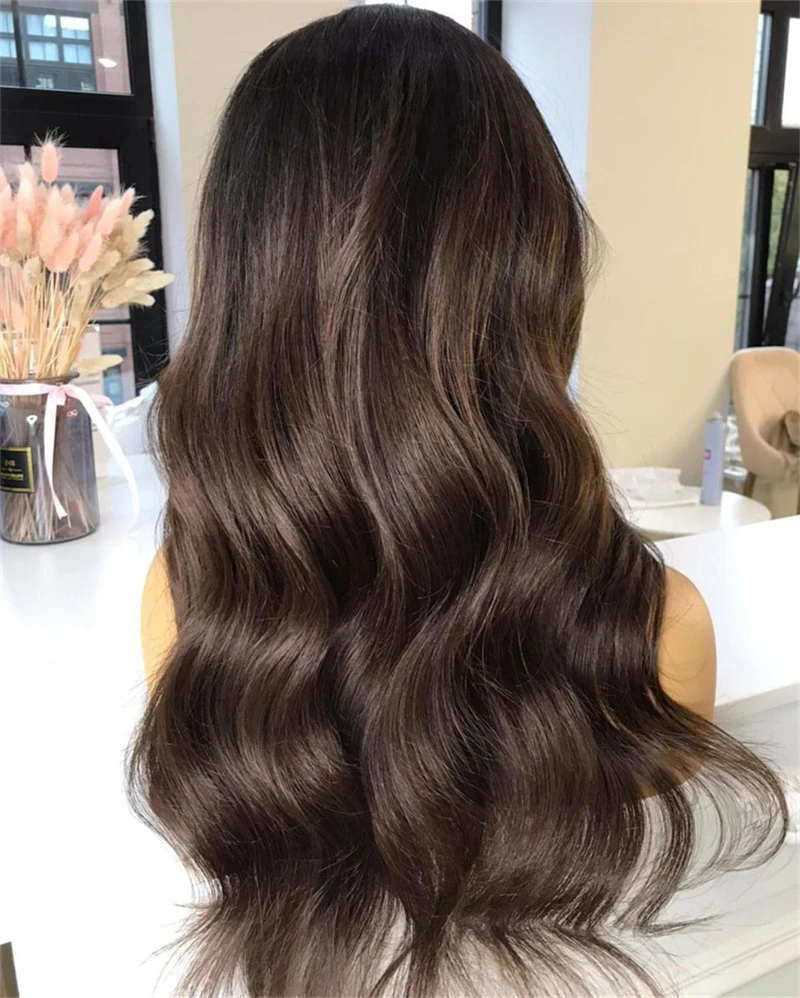 Glueless Lace Front Wigs hd lace Frontal Wigs 13x4 or 5x5 Long Wigs Body Wave Human Hair Wig Dark Brown Highlight Wigs