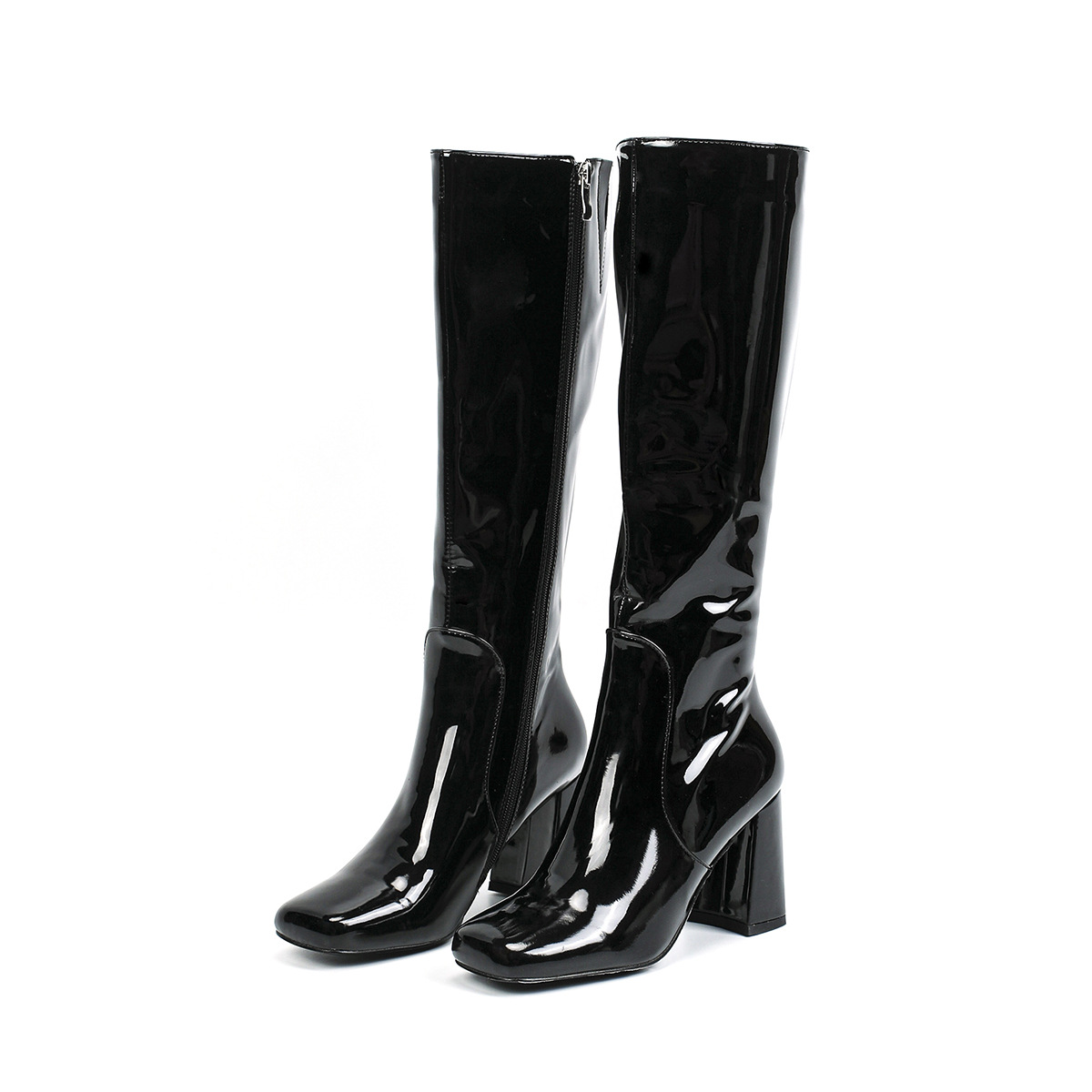2025 AW Women's Knee High Block Heel Boots Suede-Lined Sexy Fashion Boots for Women Round Toe Slip Resistant (Black/Blue/Burgundy)