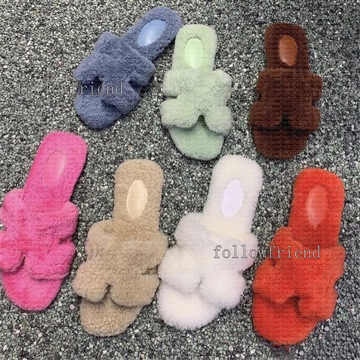 Women Slides Fur Slippers women Slippers Luxury Slides Ladies Wool Winter Fur Slippers Fluffy Slides Furry Warm H Letters Sandals Fuzzy Flip Flop Slippers size 35-42