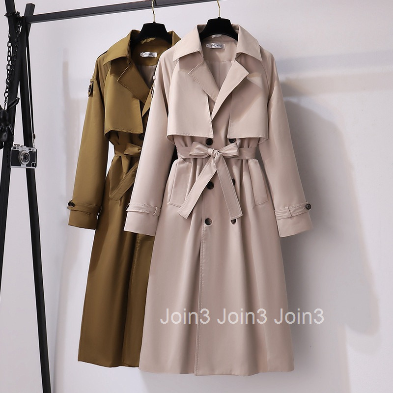 Korean Trench Coat Over-the-Knee Extended Length New Plus Size Womens Clothing for Plus Size Women Casual Blazer Trendy