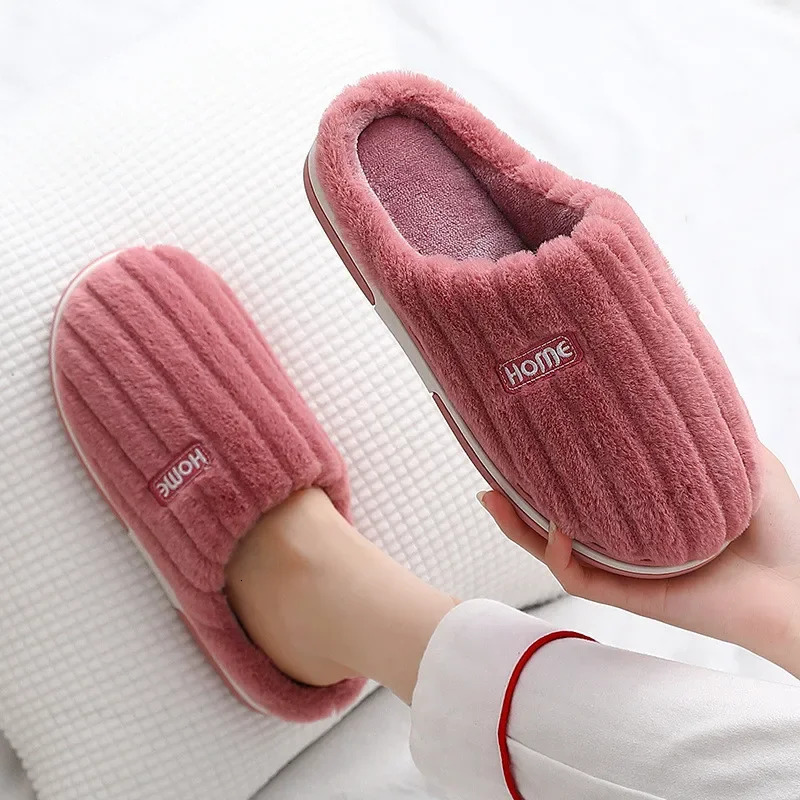 Men Big Size 48 49 Winter Warm Slippers Women Soft Plush Furry Shoes Casual Flats Home Couples Bedroom Anti-Slip Slides 250725