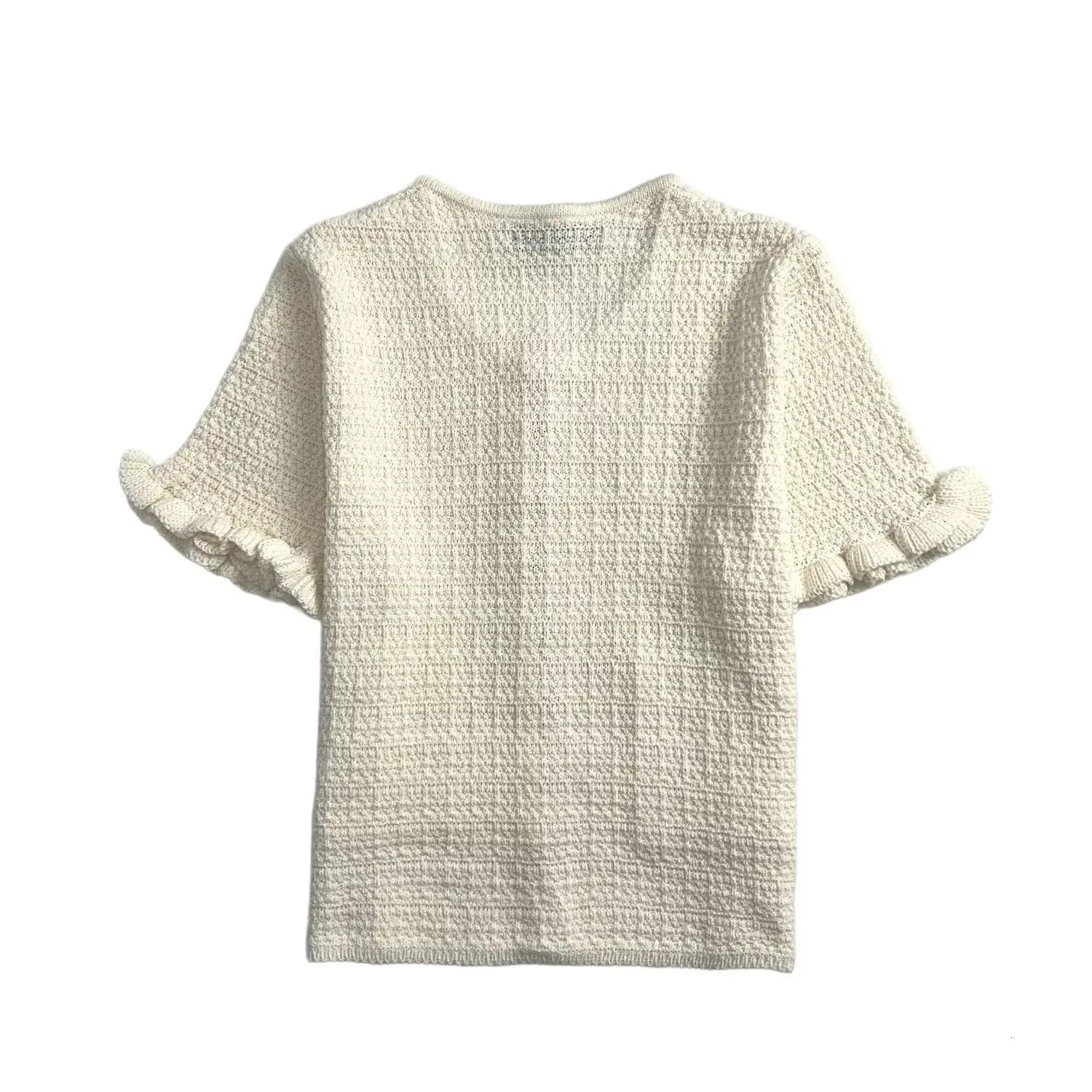 UNIZERA Womens Knitted Jacket Layered Decoration Round Neck Short Sleeved Temperament Summer Jacket w250729