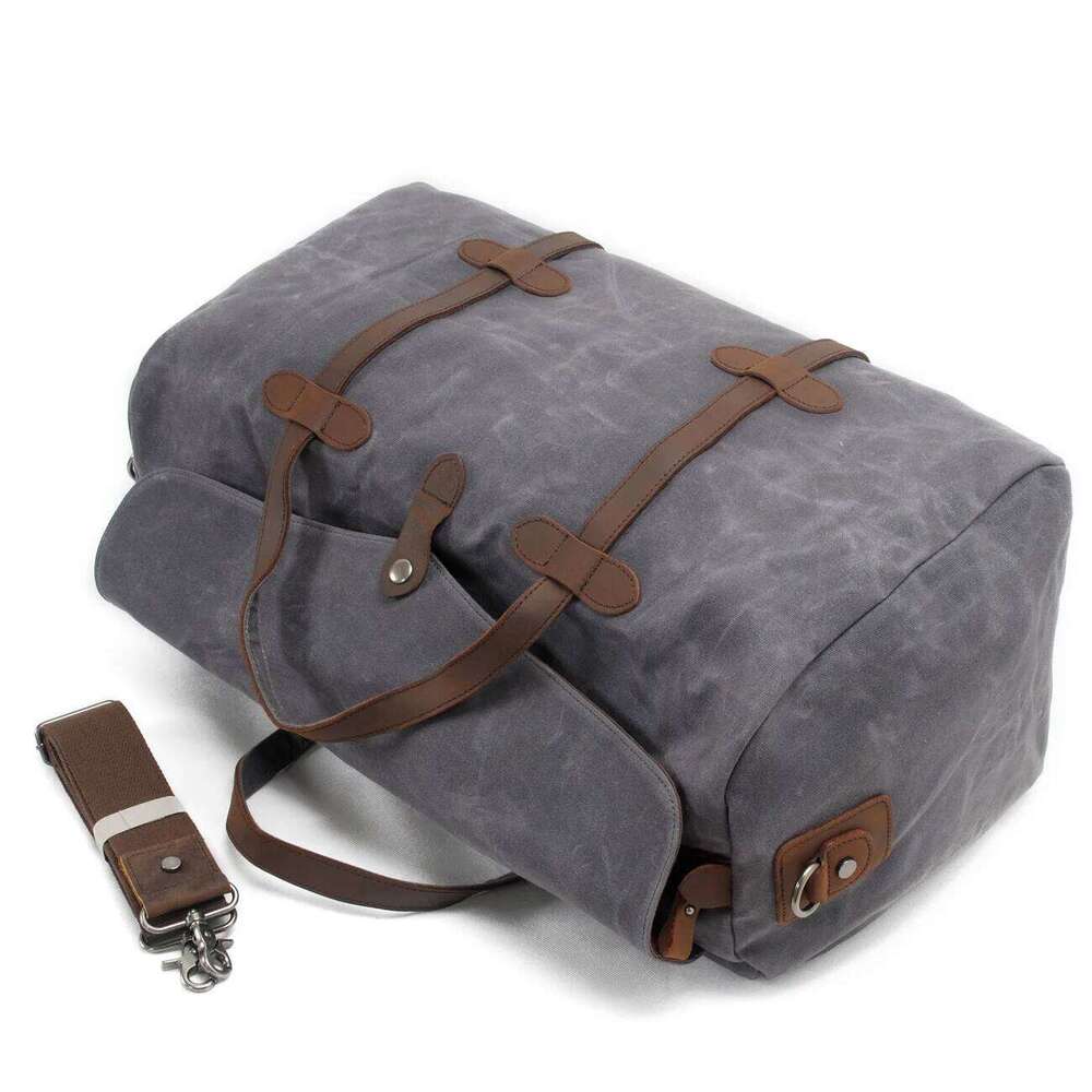 MUCHUAN Vintage Pure Cotton Canvas Leather Travel Duffle Bags Large Capacity Weekend Overnight Bag Men Hand Lage Big