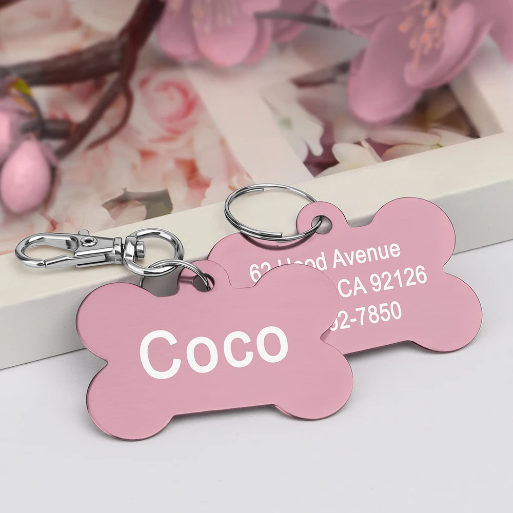 Bone Shaped Pet ID Tag Personalized Dog Cat Name Tags Anti-lost Free Engraving Collar Pendant Bone for Small Medium Large Pet 250729