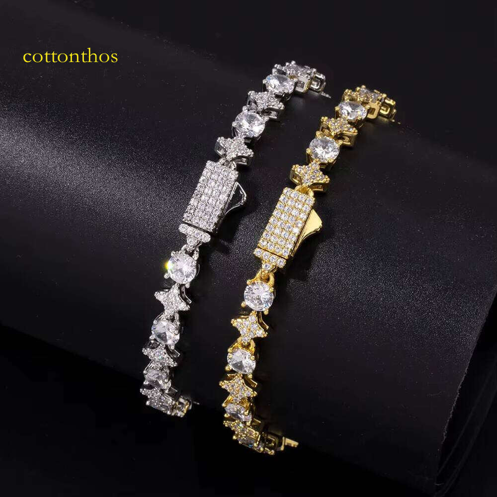Exquisite 5mm Sier Star Tennis Bracelet Sparkling Moissanite Gems With Secure Spring Clasp Elegant Necklaces