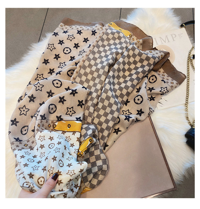 Star plaid scarf female winter high sense scarf temperament all match checkerboard plaid scarf autumn and winter shawl