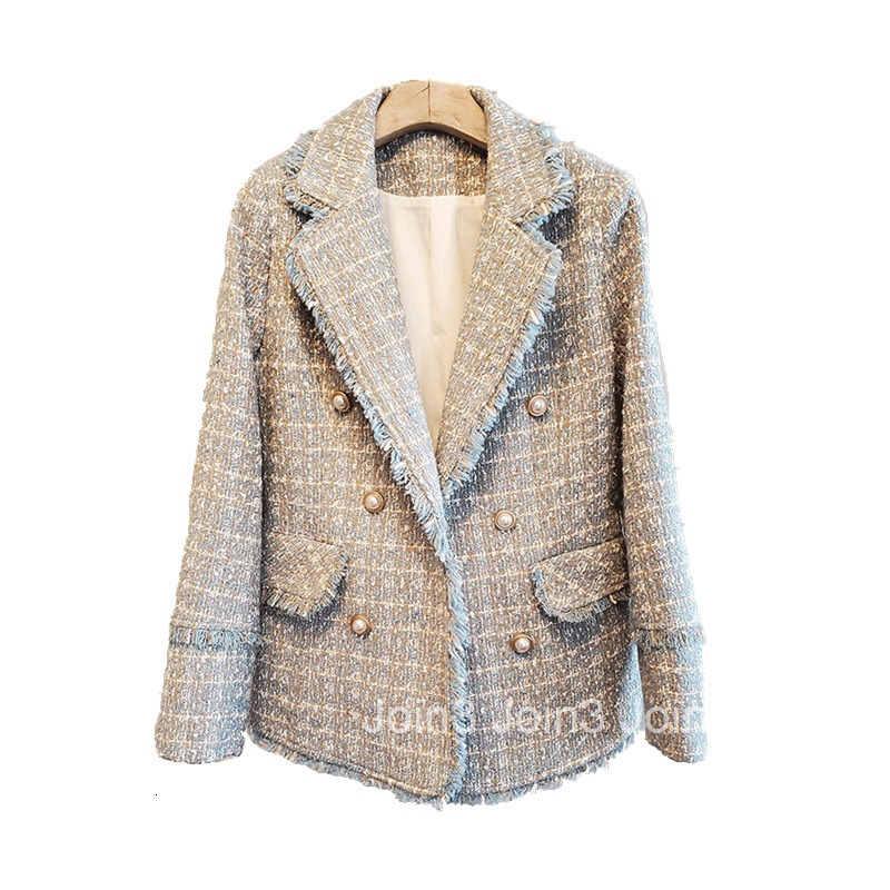 French small fragrance suit coat womens woolen fabric autumn and winter fashion temperament Korean chic design sense