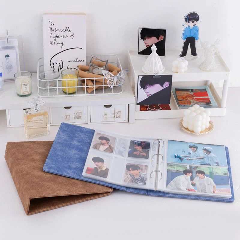 5 3 Ring PU Leather Binder Kpop Photo Album Refill Pocket 1/2/4/6 3 Inch Photocard Sleeves PVC Free Postcard Collect Book Retro Z250729