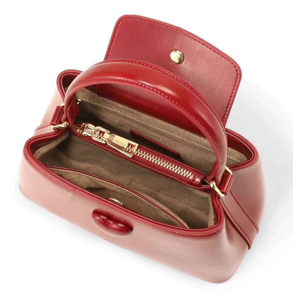 Luxury designer niche women cowhide small handheld wedding bride daily commute love shoulder messenger red envelope Valentine's day gift handbag