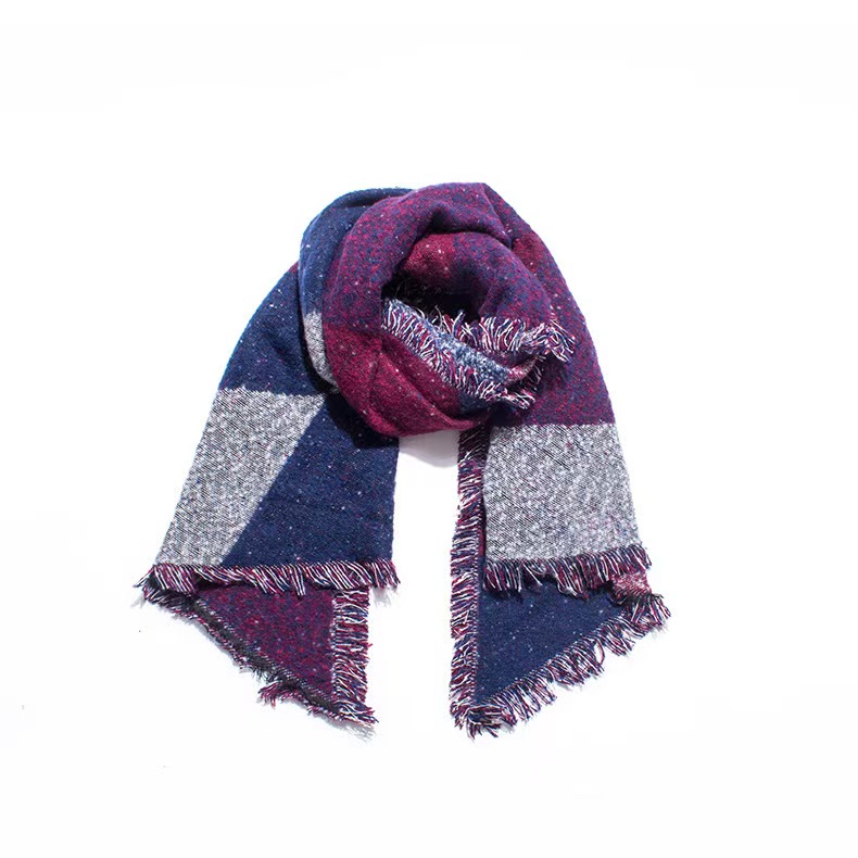 T1341 European and American autumn and winter circle yarn thickened ladies shawl black gray plaid bevel scarf fashion