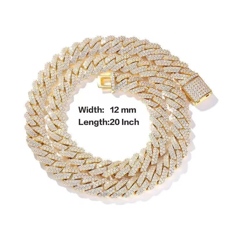 Designer cuban k chain necklace for men women plated gold sier wide 12mm 14mm moissanite dia hip hop mens jewelry personalize choker good Free shippin