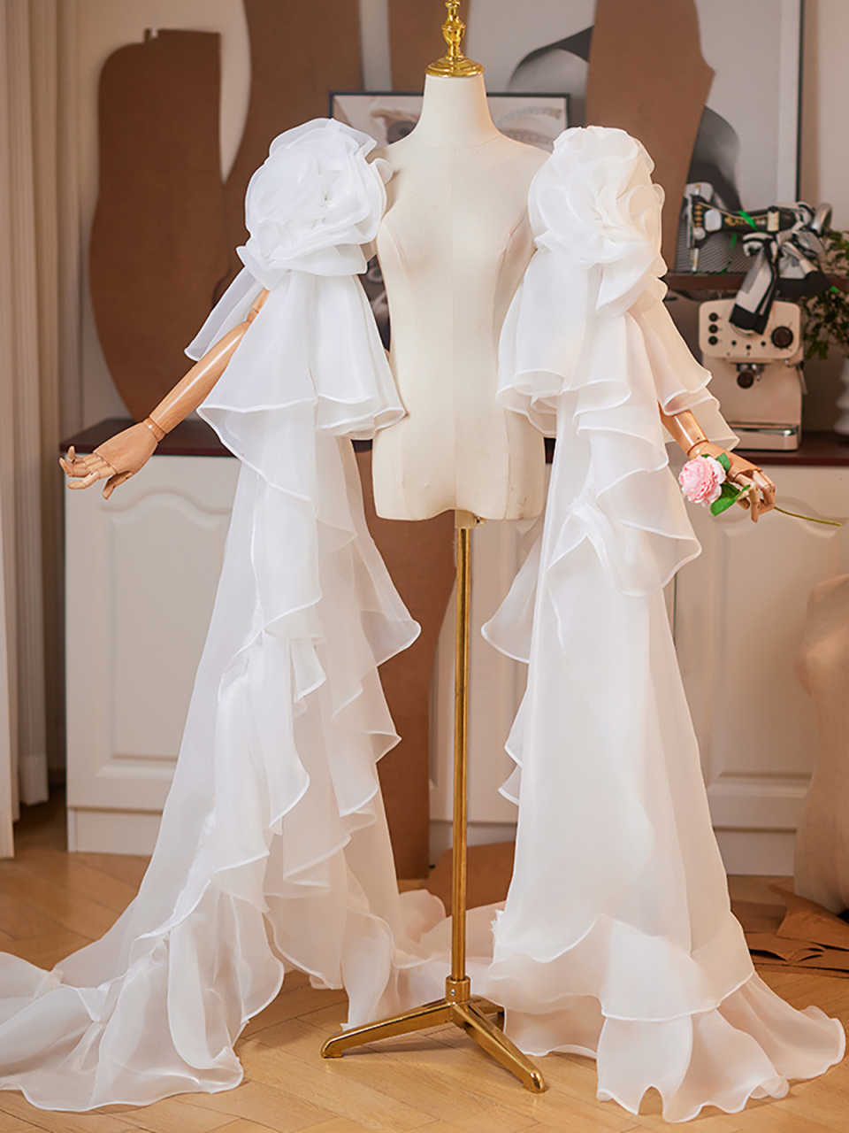 Sweety Bride Wedding Cuff Cover Arm Sleeves Evening Shawl Tulle Floor Length Bridal Oversleeve Accessories Customized