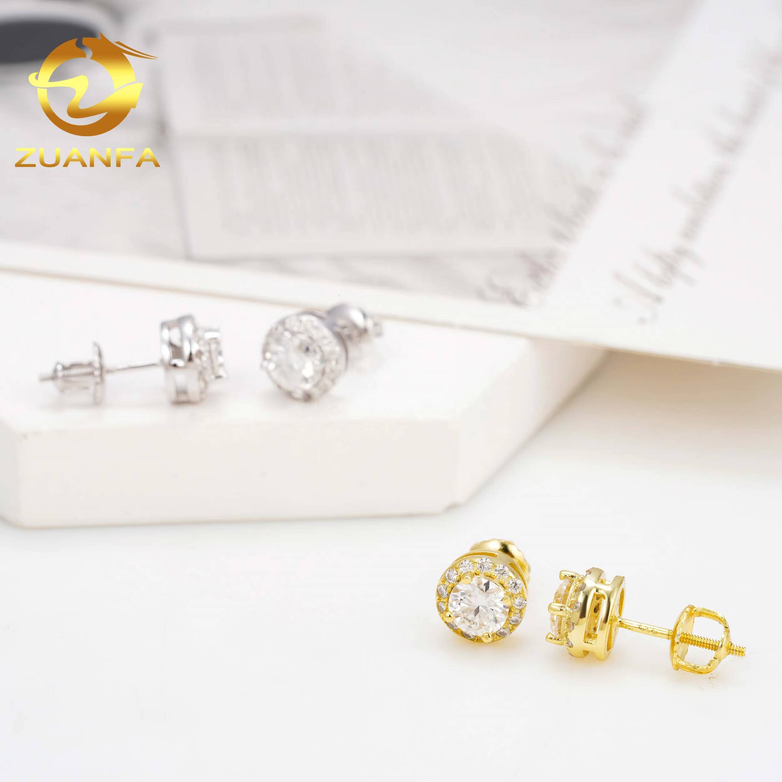 Low Price High Quality Hip Hop Iced Out Bulk 925 Silver Mens Diamond VVS Moissanite Earrings