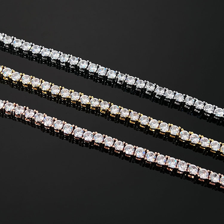 Tennis Chain Inlaid Full Dia Zircon Bracelet Gold-Plated Copper Jewelry