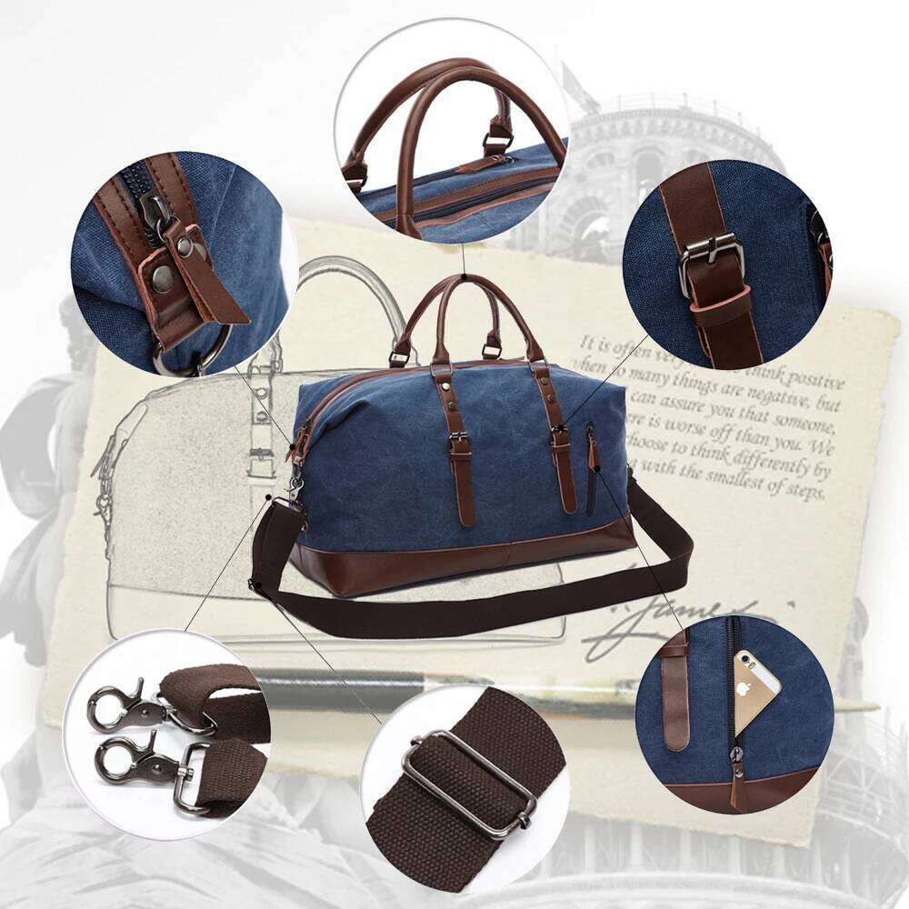 MARKROYAL Canvas Leather Bags Carry On Lage Men Duffel Handbag Travel Tote Large Weekend Bag Dropshipping