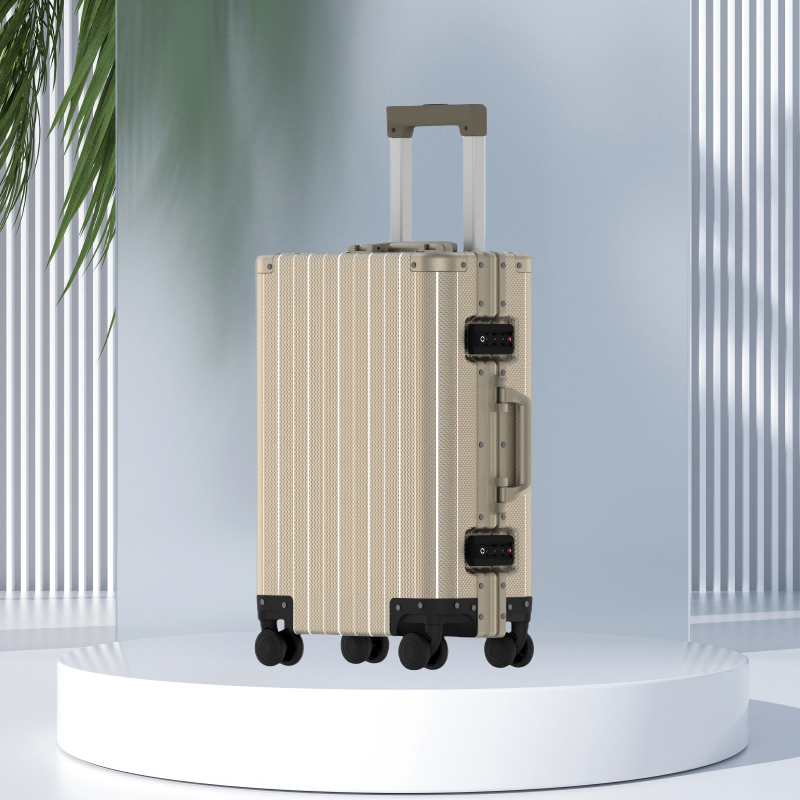New all aluminum luggage with 20 inch boarding case and men's and women's luggage with thickened all metal swivel wheels for travel