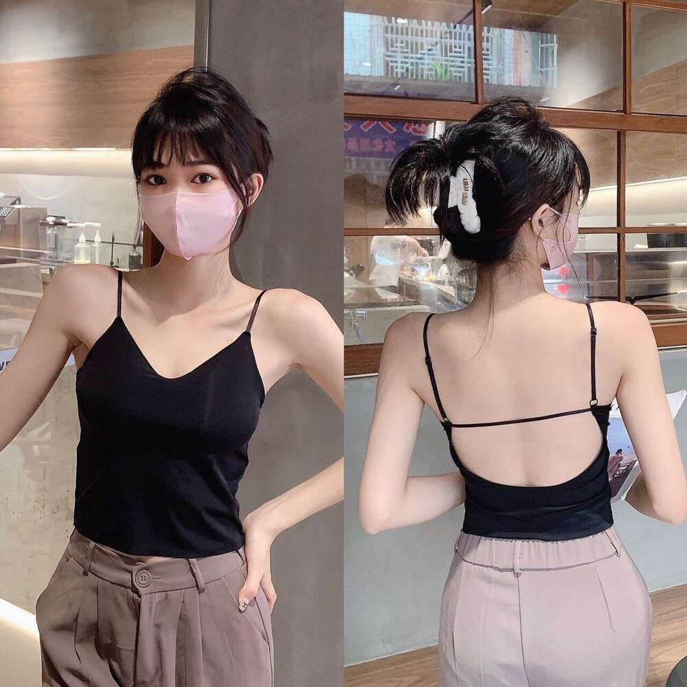 Designer T Shirt Summer Ice Silk Backless Camisole With Chest Pad Bra Integrated Inner Wear Base Layer Hot Girl Tube Top Outerwear
