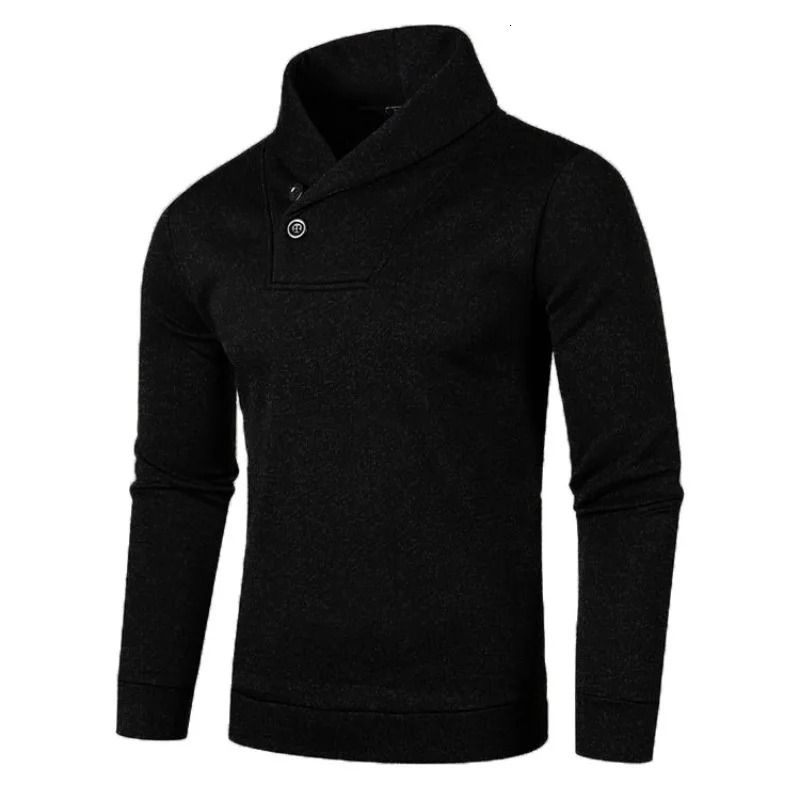 Sweatwear Half Turtleneck Mens Sweaters Button Neck Solid Color Warm Slim Thick Sweatshirts Winter Pullover Men 250729