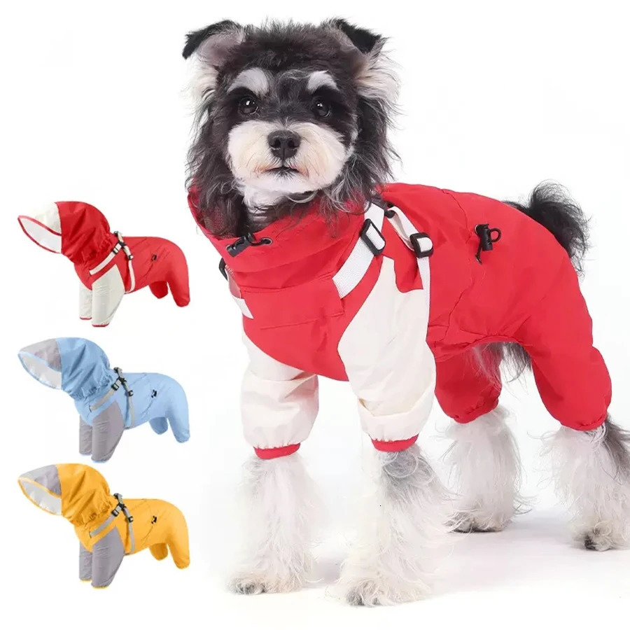Pet Dog Waterproof Coat Puppy Hooded Jacket for Rainy Day Outdoor Raincoat Reflective Clothing Small Medium Large Dogs 250729