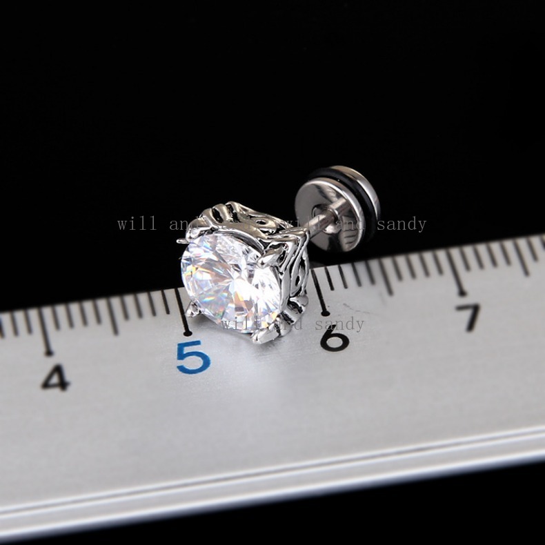 Anti Allergy Stainless Steel Cubic Zircon Stud Earrings Designer Jewelry Screw Back Floral Diamond Hypoallergenic Ear Rings for Men Women Hip Hop Fine
