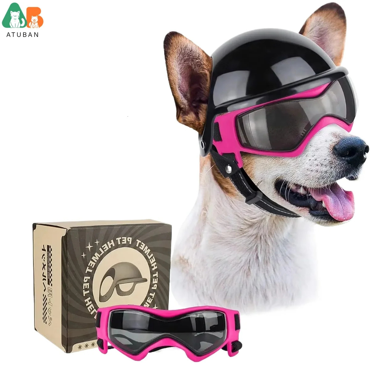 ATUBAN Dog Goggles for Small Dogs with Helmet 2pcs Sunglasses and Set Medium Outdoor Driving Walking 250729