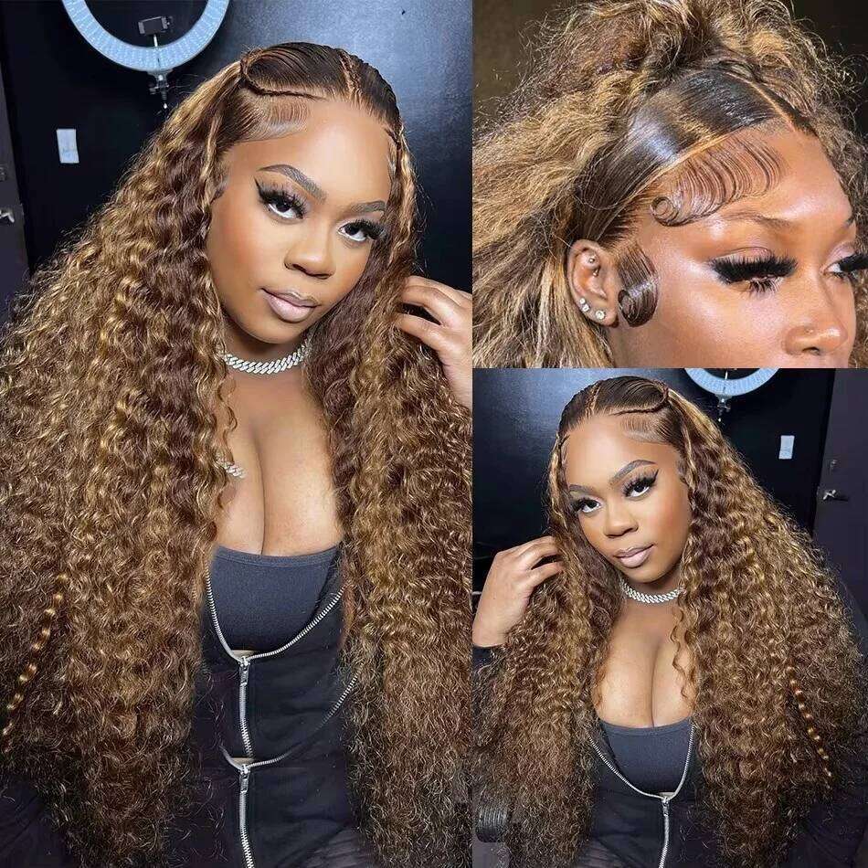 13x4 Highlight Human 13x6 Hd Frontal 40 Inch Curly Wigs Deep Wave Lace Front Wig Pre Plucked With Baby Hair
