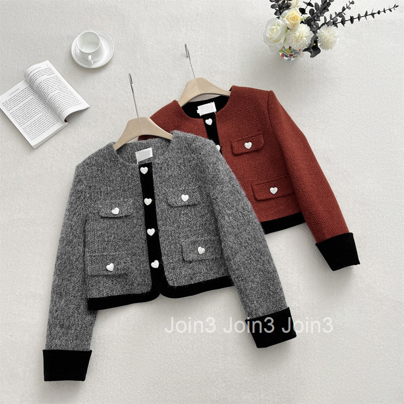 Winter Plus Size Womens Thickened Cotton Small Fragrance Style Skirt Set Slimming Long Sleeve Jacket Short High Waist Skirt Set