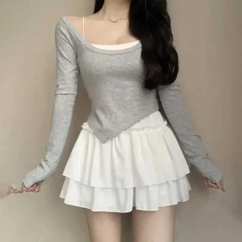 Summer Kawaii White Ruffles Skirt Women Fashion Slim Fit Chiffon Mini Skirts Girls Y2k All Match Elastic High Waist Black Skirts R250728