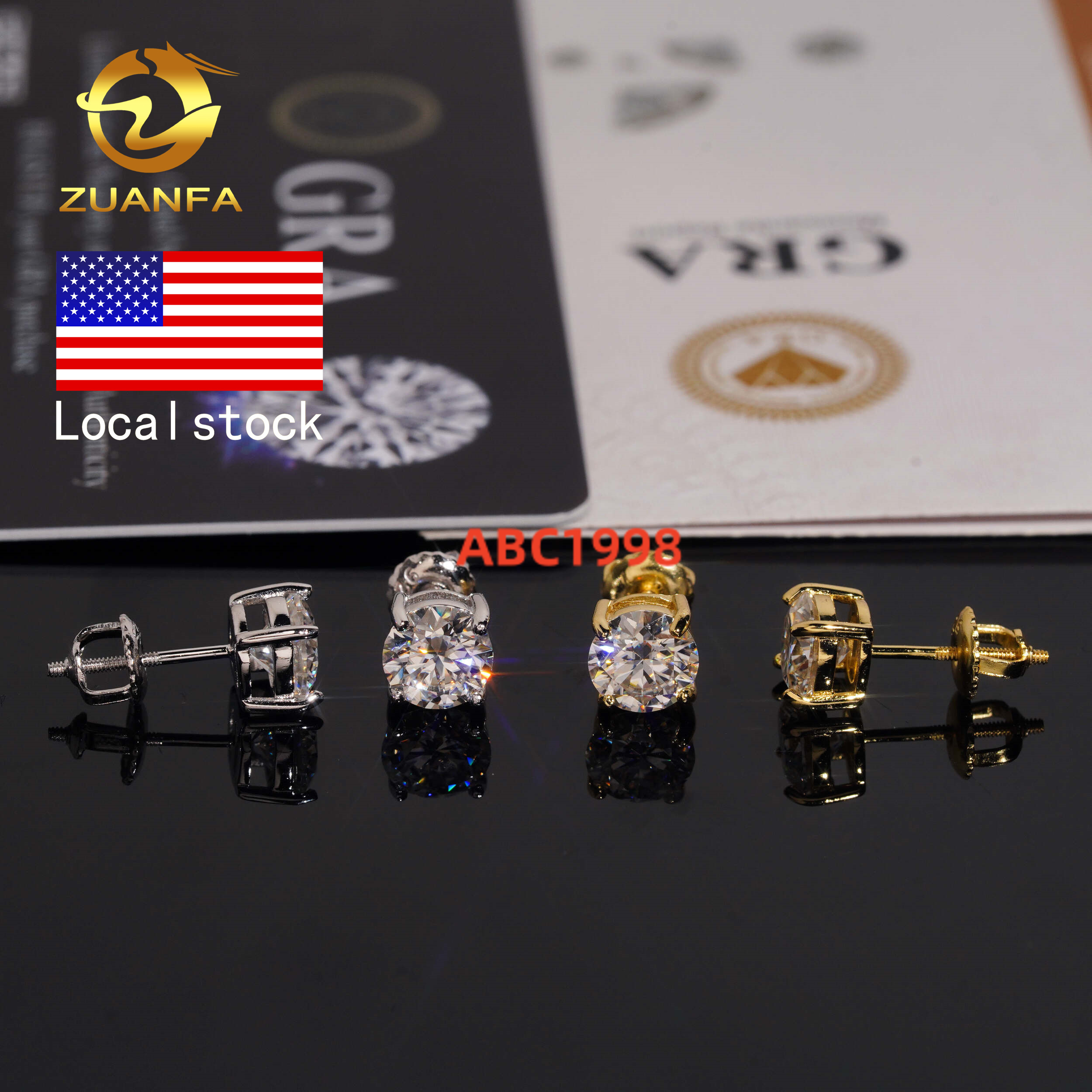 Fast Shipping Regular Classic 6.5mm 925 Sterling Silver D Color VVS Moissanite Stud Earrings