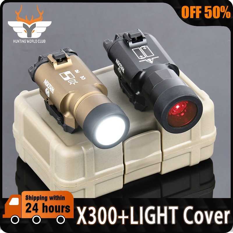WADSN Tactical X300 X300U Flashlight White LED Hunting Scout Light With 26mm/28mm Protective Cover For SF X400 Pistol Light R250728