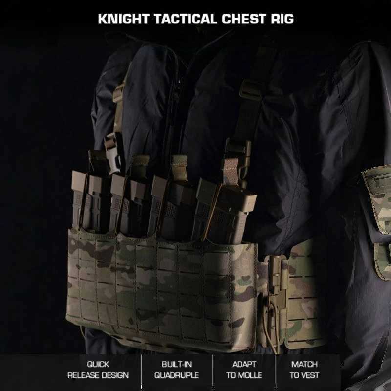 Knight Hunting Chest Hang Quadruple 5.56 7.62 Magazine Bag Front Panel Double sided Quick Detachment Z250728