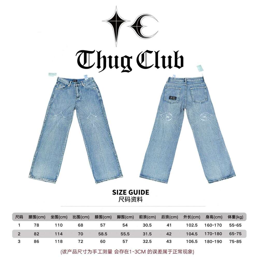 Complete Accessories ThugClub Combination Series Mid-Waist Loose Jeans Unisex Trendy Brand Casual Versatile