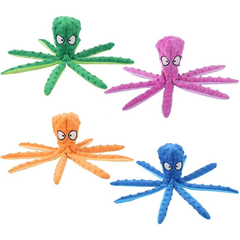 Pet Plush Toy Octopus Dog Interactive Indestructible Bite Resistant Sound Puppy Squeaky Rattle for Supplies 250729