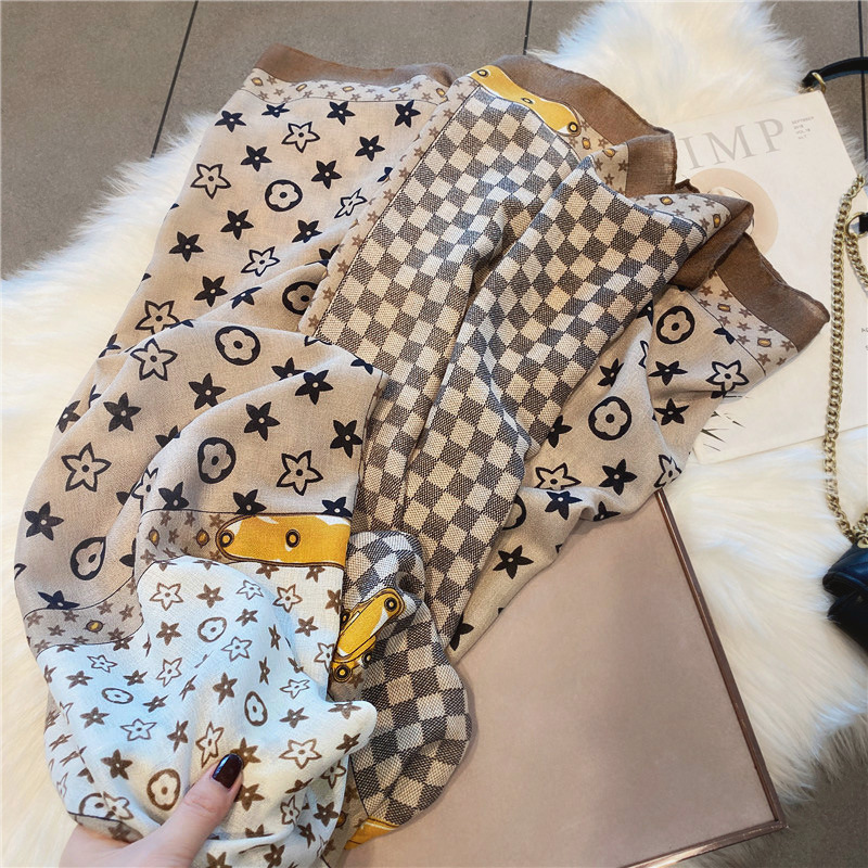 Star plaid scarf female winter high sense scarf temperament all match checkerboard plaid scarf autumn and winter shawl 2025s hot
