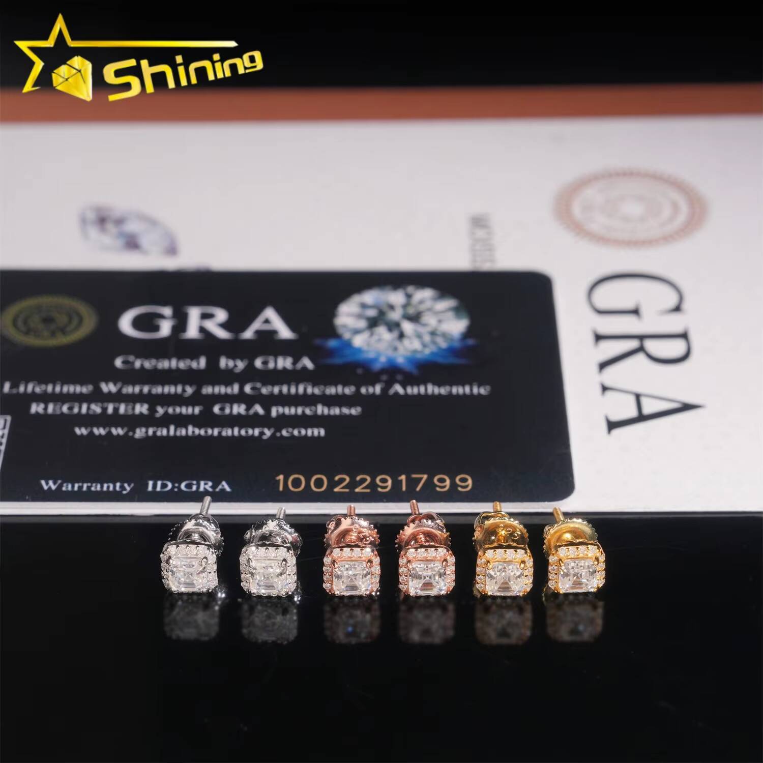 Wholesale Price Bulk Stud Earrings GRA Certified Square Asscher Moissanite Iced Out 925 Silver Fashion for Men Women Jewelry