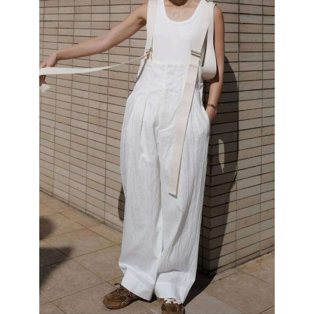 Kuzuwata Moda Loose Waist Slim Fit Casual Overall Elegant Lazy Mid-length Patchwork Jumpsuit Japan New Soft Sunscreen Bodysuit