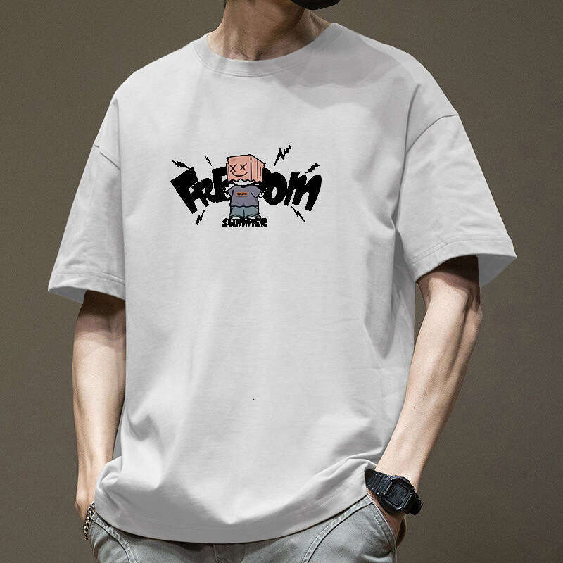 Designer T Shirt Heavyweight White Short Sleeve T-Shirt For Men Summer Trendy Brand Fashion Large Size American High Street Men's Tee Graphic Tee