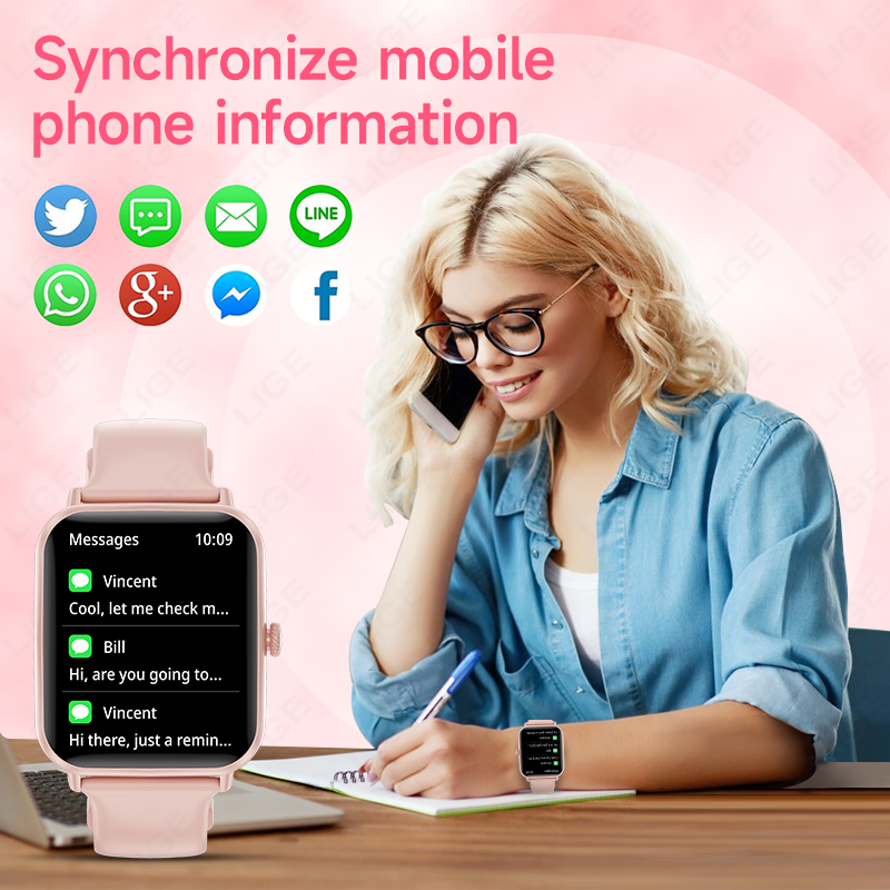 LIGE Smart watch answer/call calls fitness watch with heart rate sleep IP68 waterproof 100 sports modes, pedometer Step-counting blood pressure health