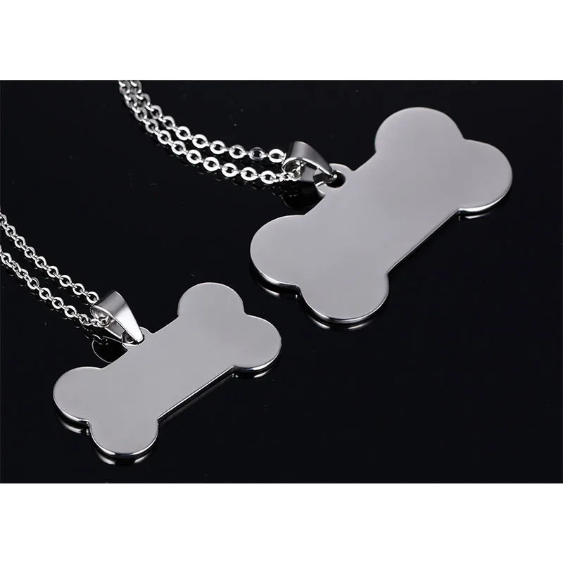 ZORCVENS Bone Shaped Pendant Necklace Stainless Steel Dog Tag Necklace Dotes On Pet Love Jewelry 250729