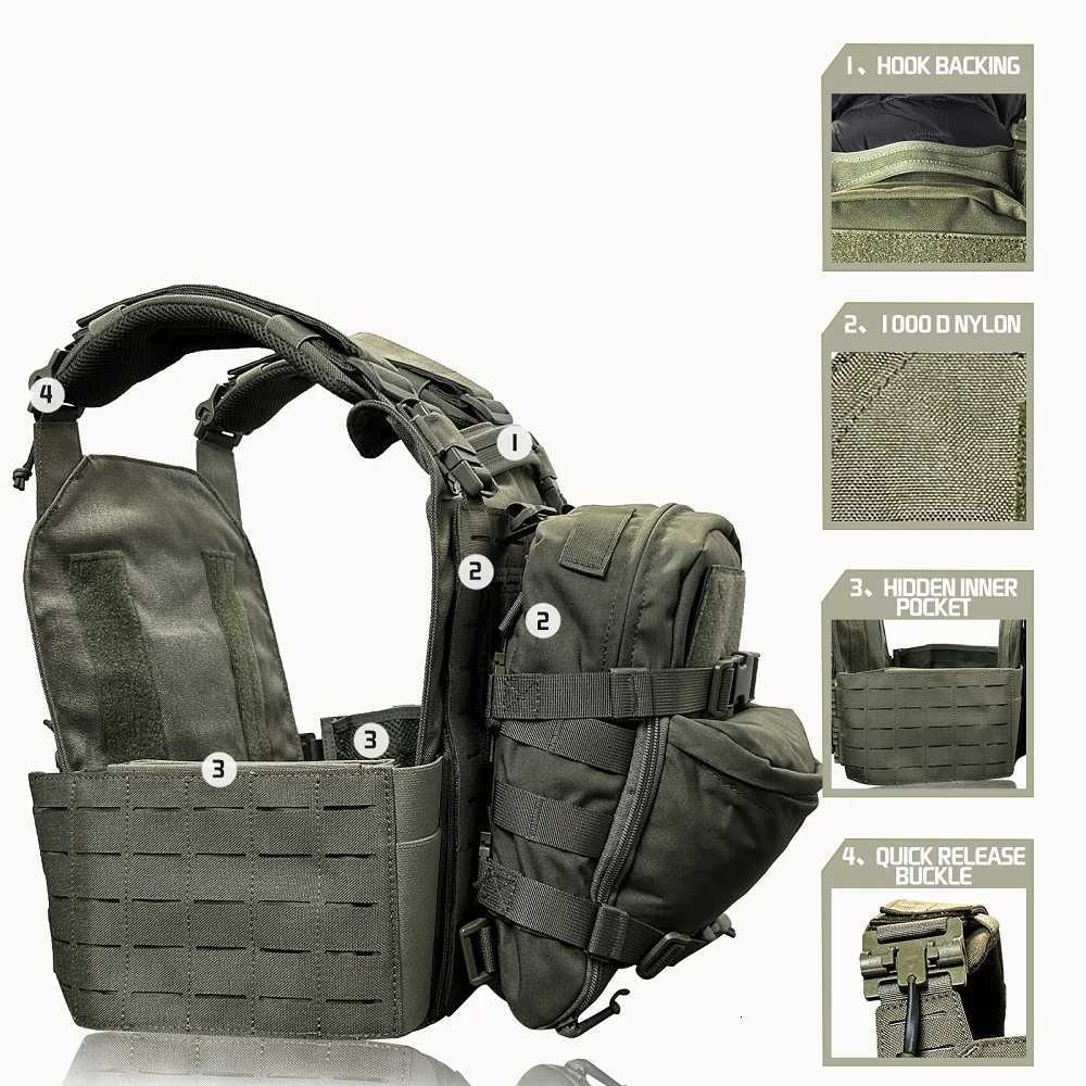EMERSONGEARS ZH02 Nylon Combat suit laser cutting vest with hydration backpack with 5.56 triple magazine pouch Z250728
