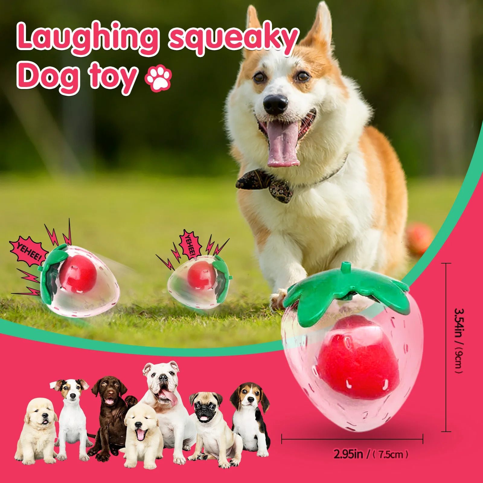 Cute rubber strawberry toy that makes squeaking sounds when squeezed by pet dogs suitable for small and mediumsized dogs 250729
