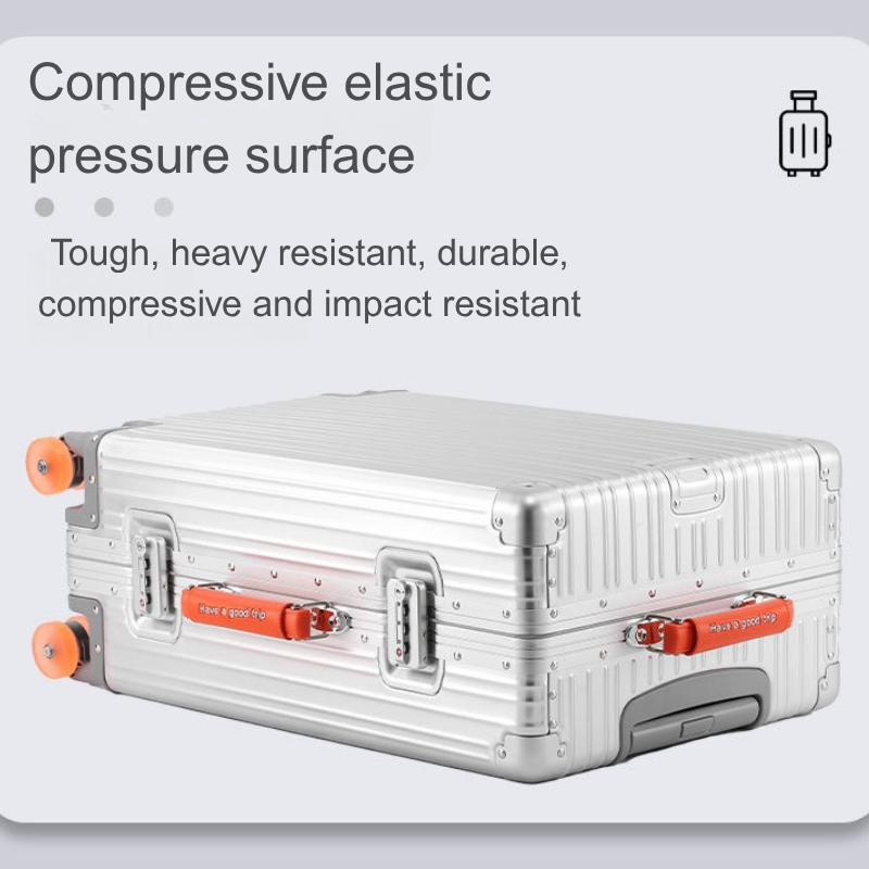 Casual Fashion Boarding Aluminum Suitcase w/ Quiet Rolling Wheels