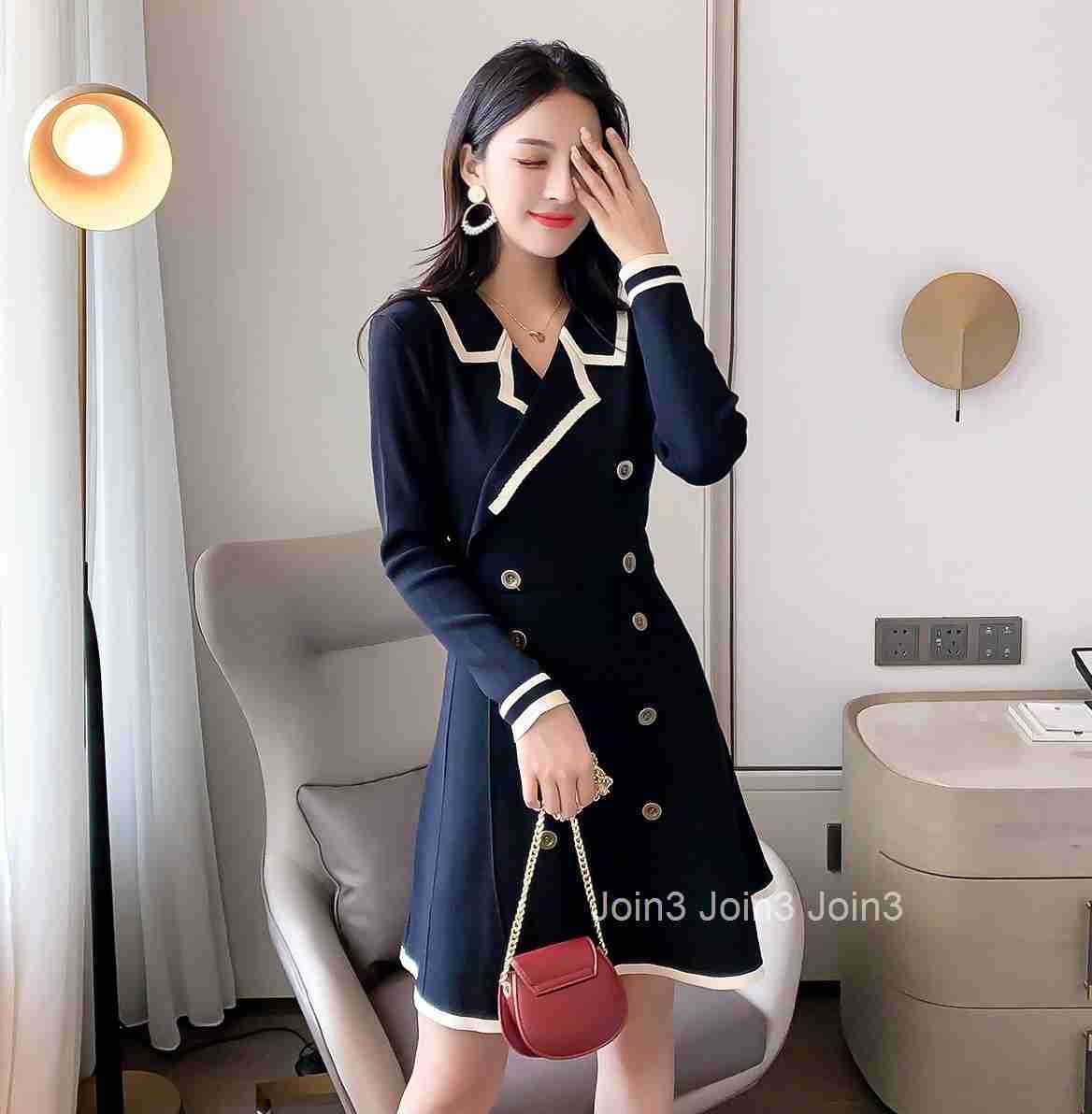 Elegant Socialite Base Dress Autumn Winter Slim Fit Slimming Little Fragrance Milk Knitted Long Sleeve Dress