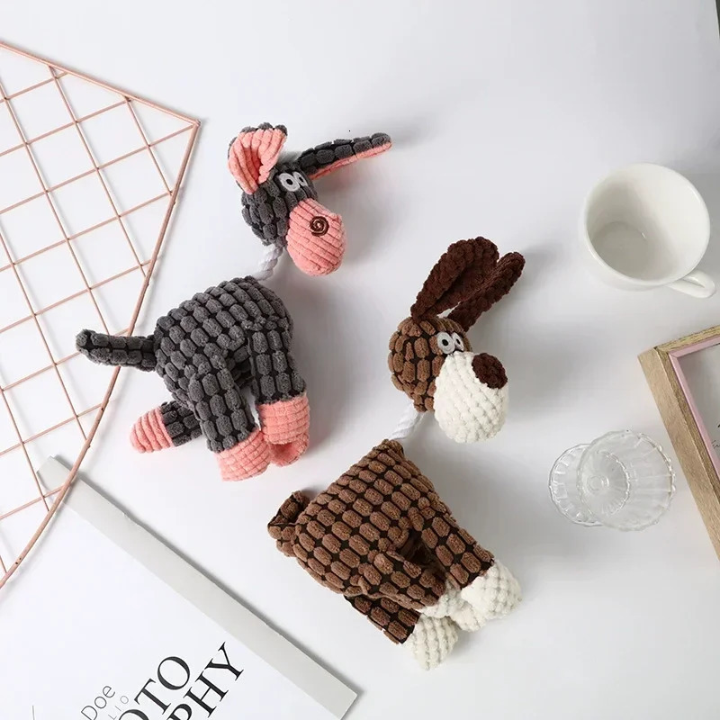 Dog Sounding Toy Molar Training Decompress Interactive Bite Resistant Donkey Shape Plush Toys Pet Supplies Accessories 250729