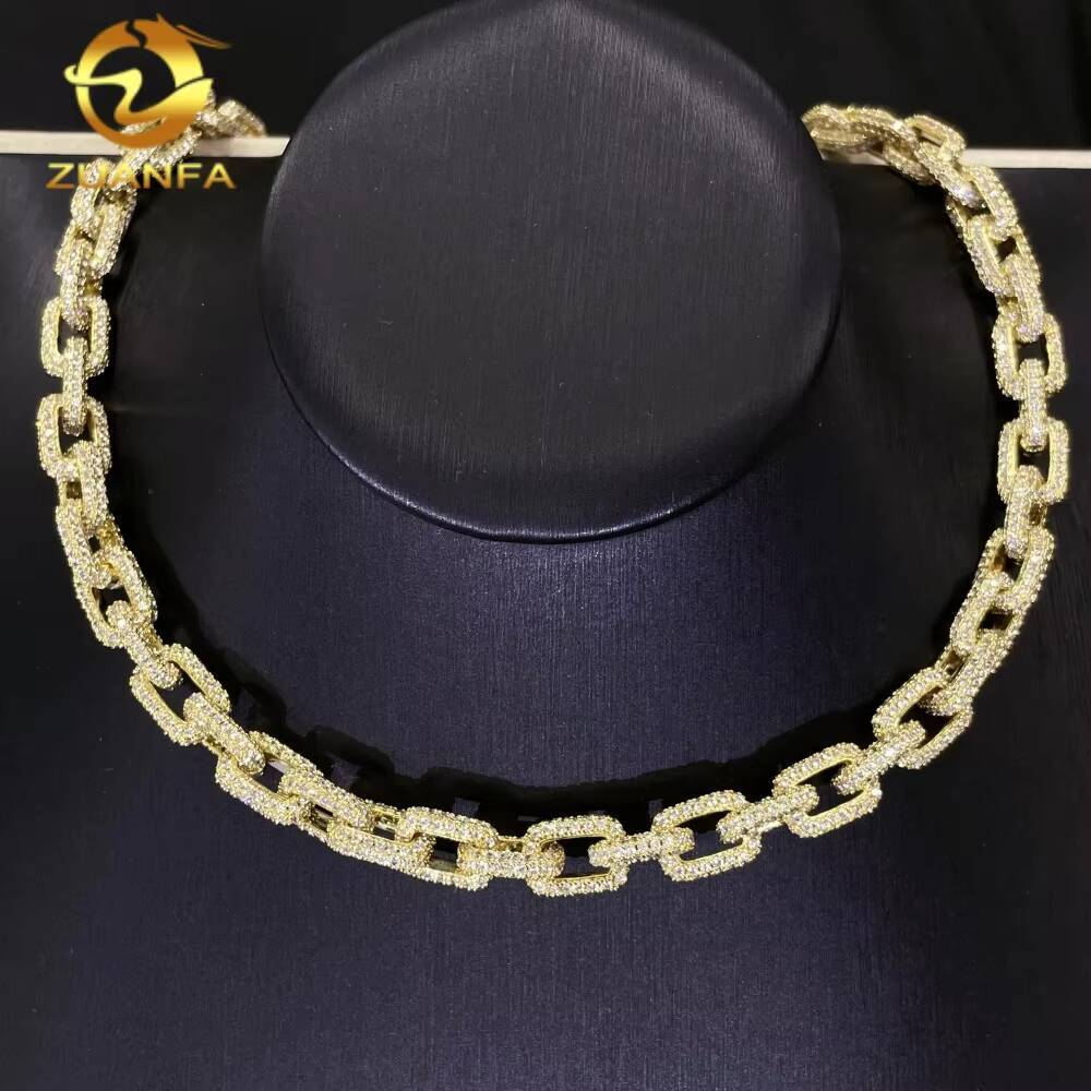 Fine Jewelry Pass Diamond Tester Hip Hop Iced Out 8mm VVS Moissanite Diamond Franco Infinity Link Chain Necklace