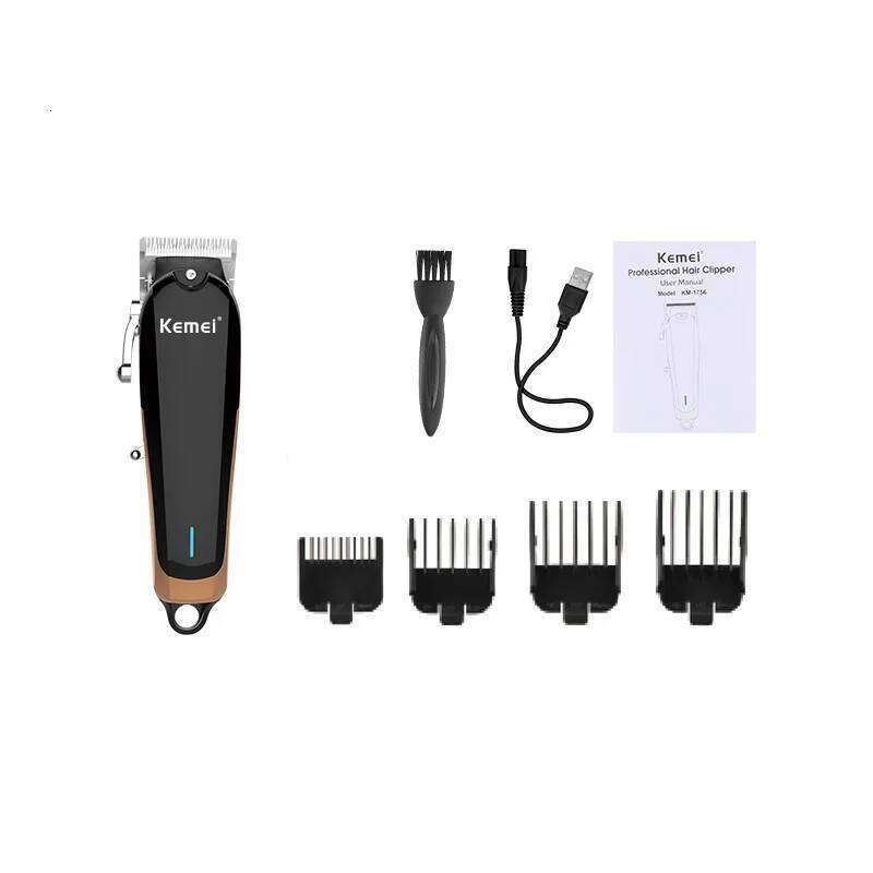 Kemei 1756 Clipper Professional Barber Fade Hair Cutting hine Rechargeable Electric Cordless Trimmer Men Strong Power