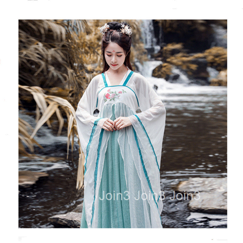 New Summer Fairy Ancient Costume Ru Skirt with Flutter Sleeves Hanfu Elegant Han Element Dress Long Dress