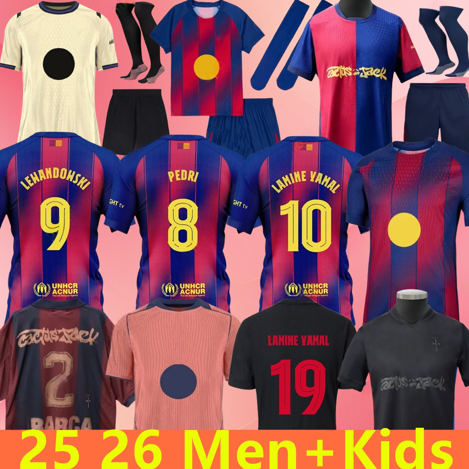 25 26 LAMINE YAMAL PEDRI GAVI Soccer Jersey LEWANDOWSKI FERRAN Camiseta De Football Shirt AUBA JOAO CANCELO F. DE JONG 2025 2026 ANSU FATI Football JOAO FELIX Men Kids