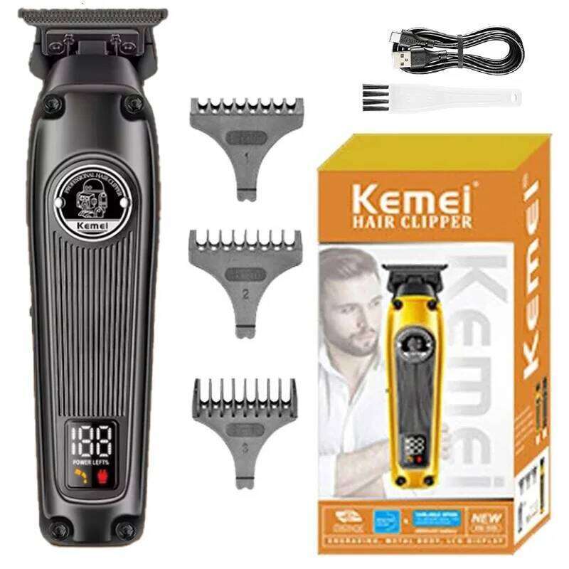 Kemei Barber Electric Trimmer Professional USB Rechargeable Beard Clipper For Men Hair Cutting hine