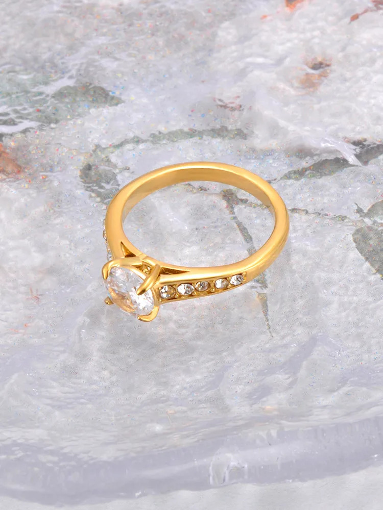 Lokaer Stainless Steel Cubic Zirconia Wedding Ring Fashion Jewelry Engagement Finger Ring For Women Bijoux Femme Gift R23075 250729